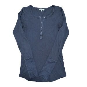 Splendid • Black Long Sleeve Waffle Thermal Henley Top M